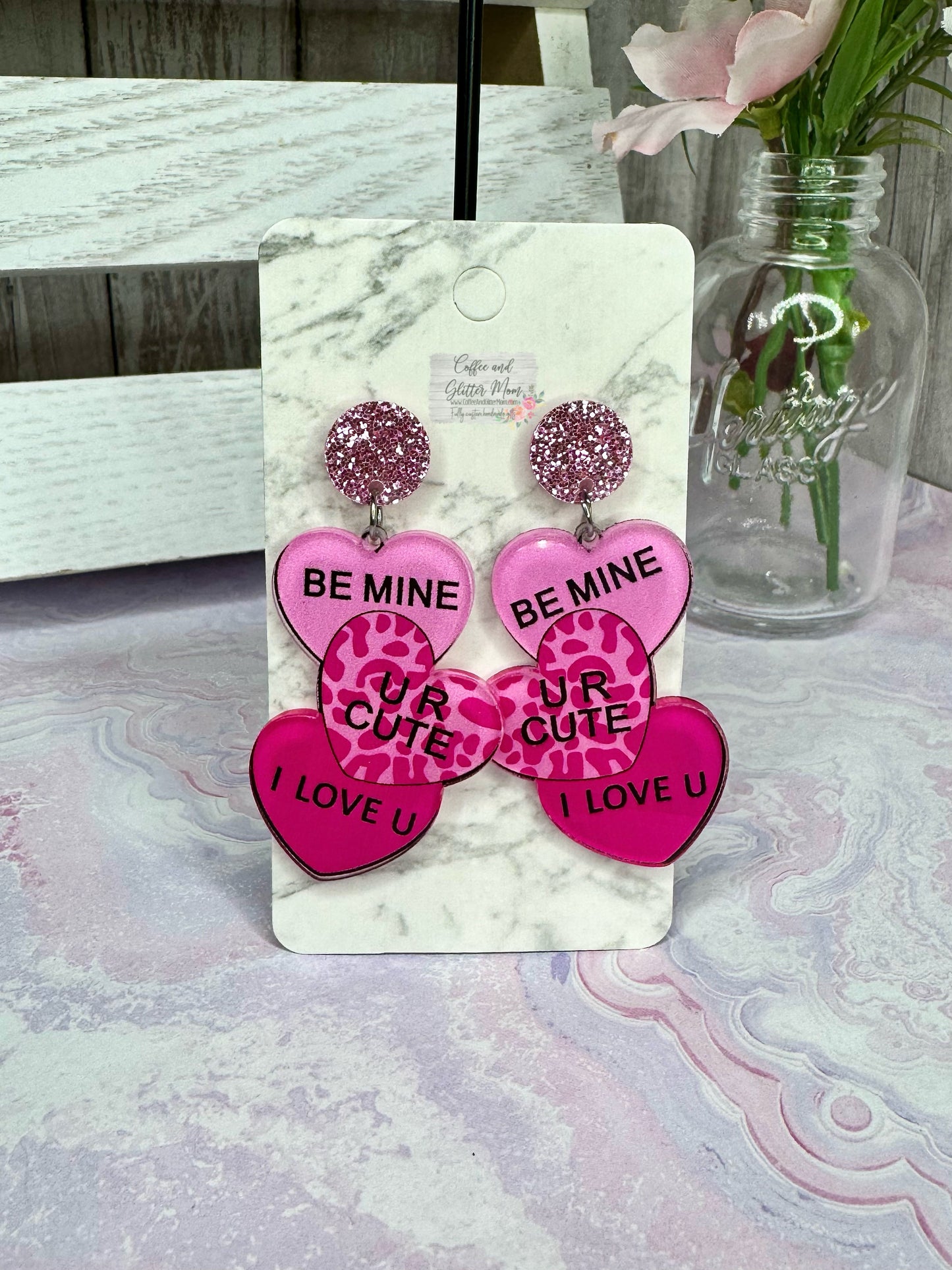 Be Mine Candy Hearts Acrylic Earrings