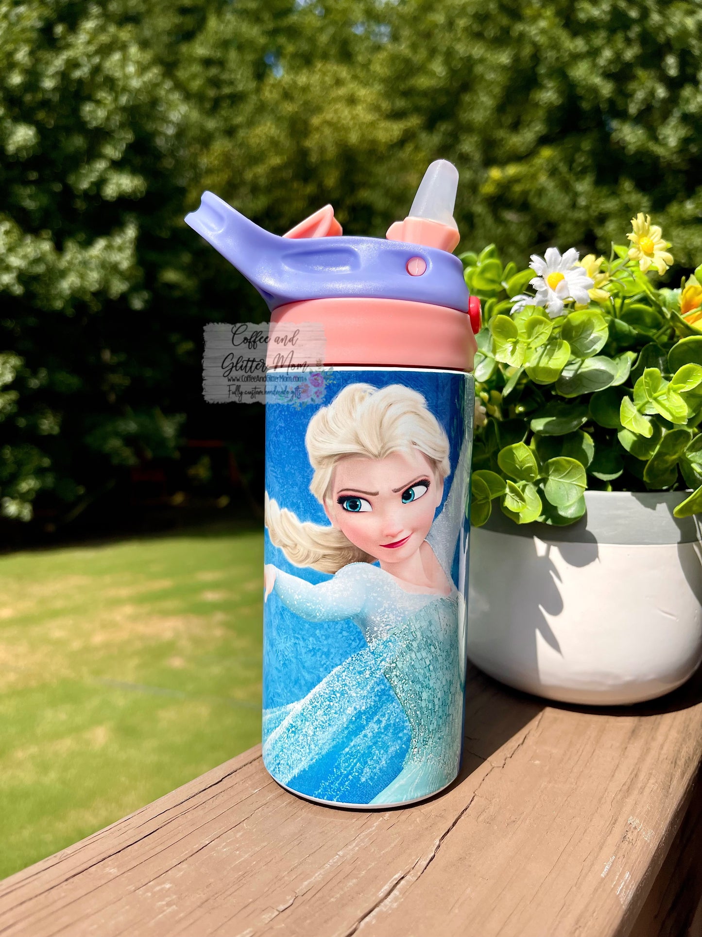 Custom 12oz Kids Pink Top Water Bottle Tumbler