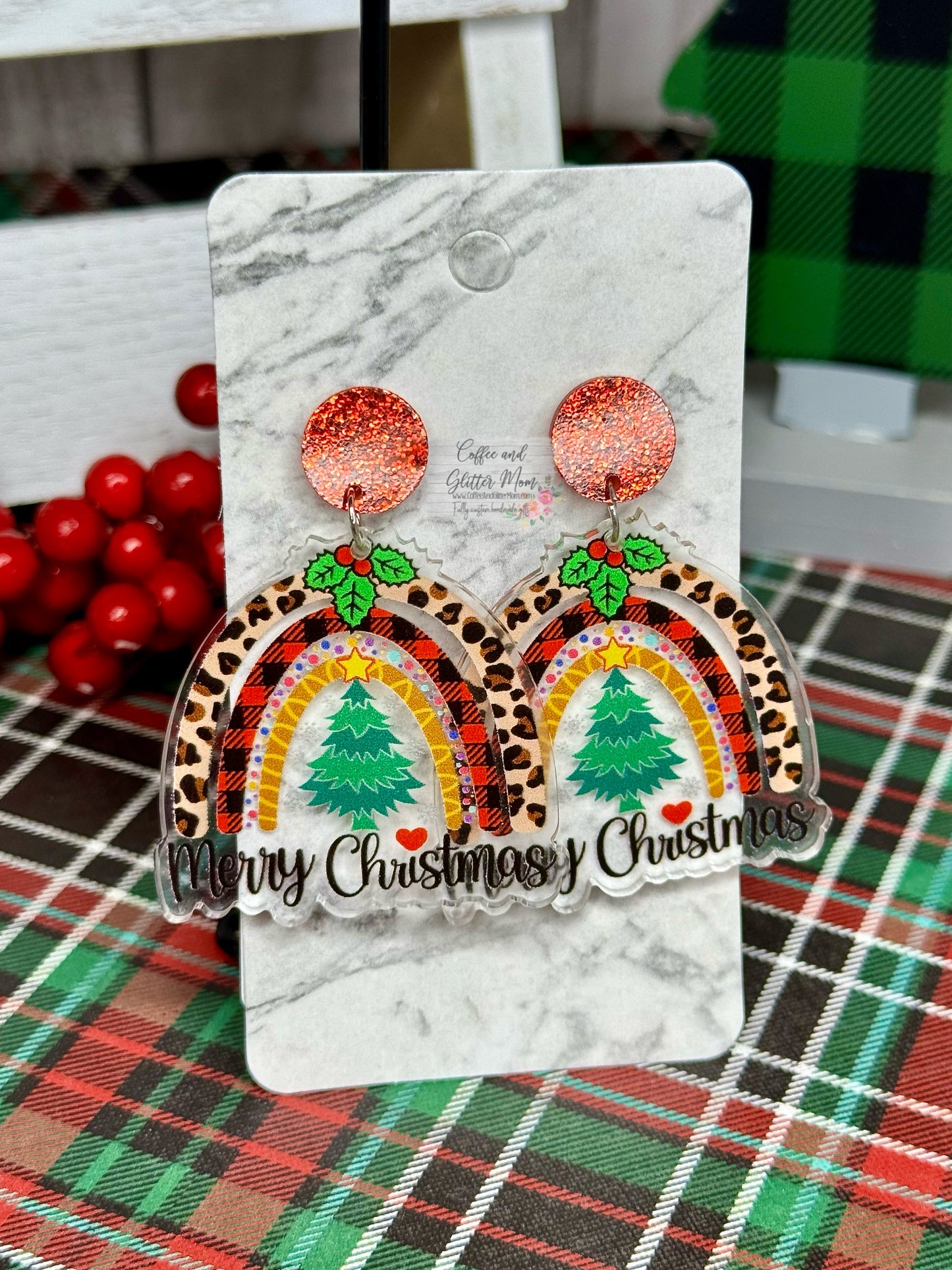 Merry Christmas Rainbow Earrings
