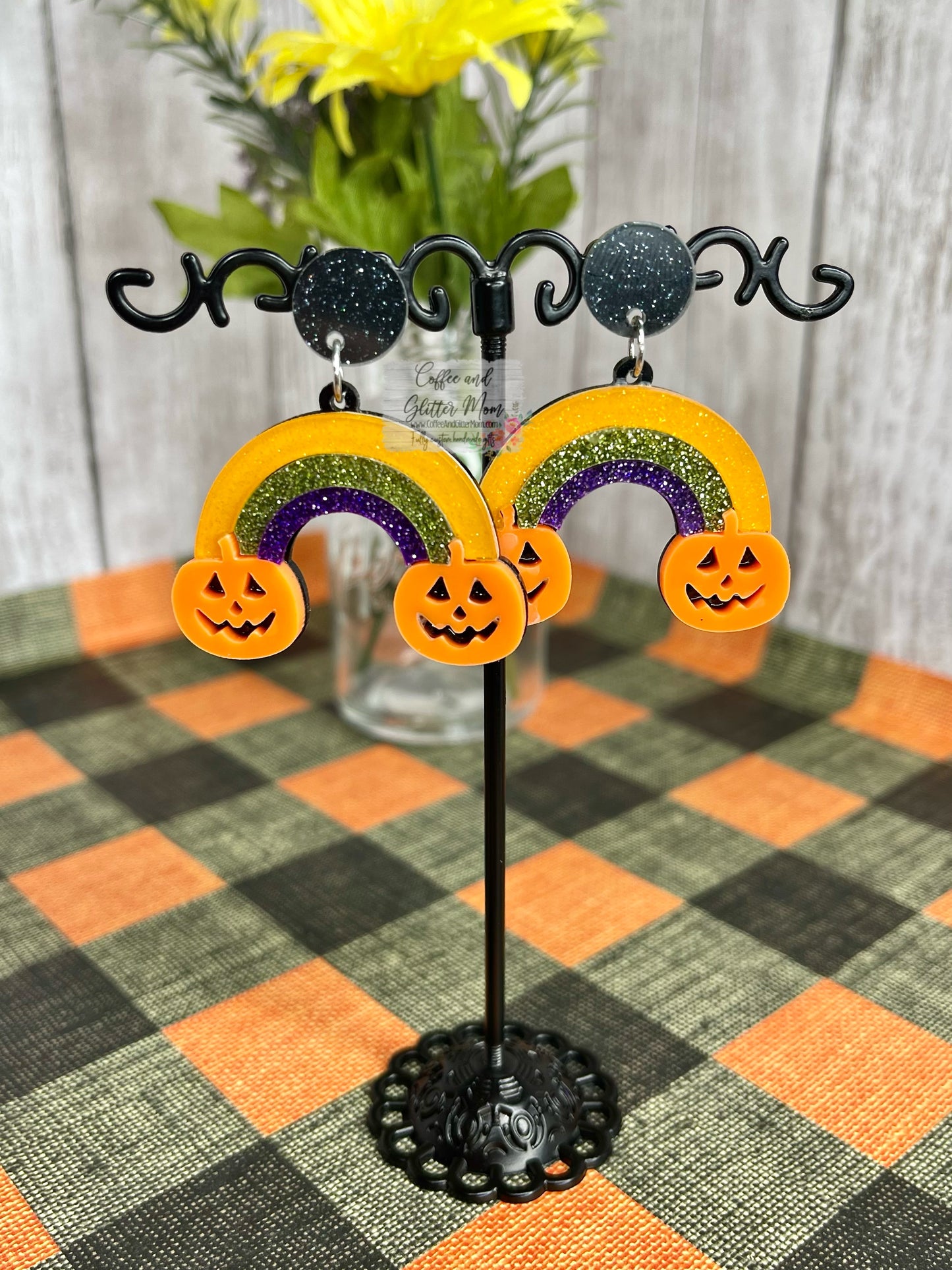 Pumpkin Rainbow Acrylic Earrings