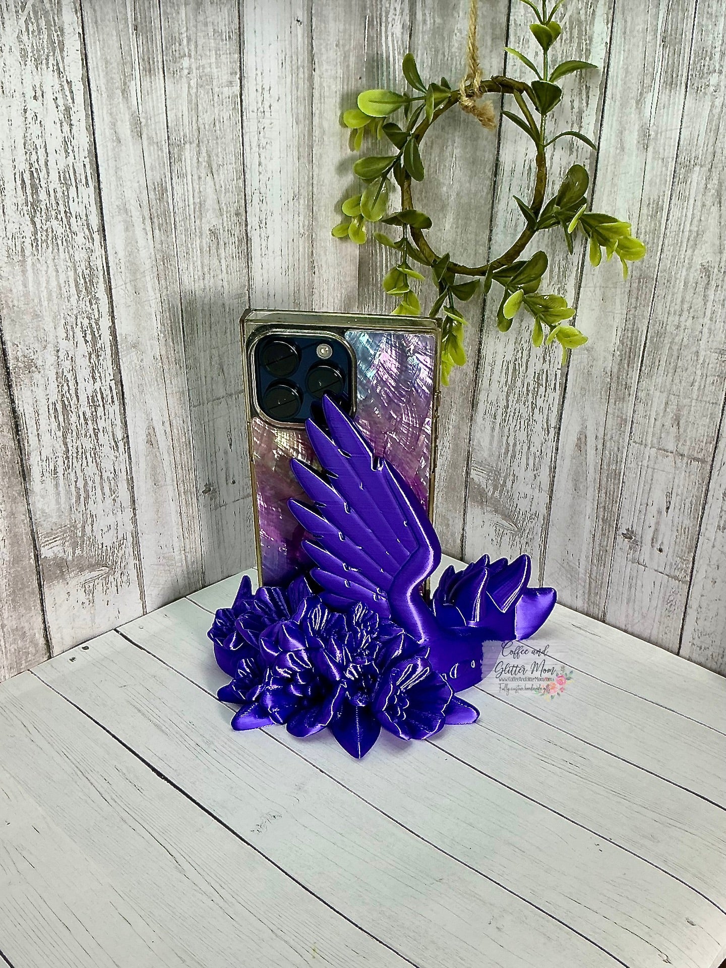 Purple Silk Dragon Phone/Business Card Holder