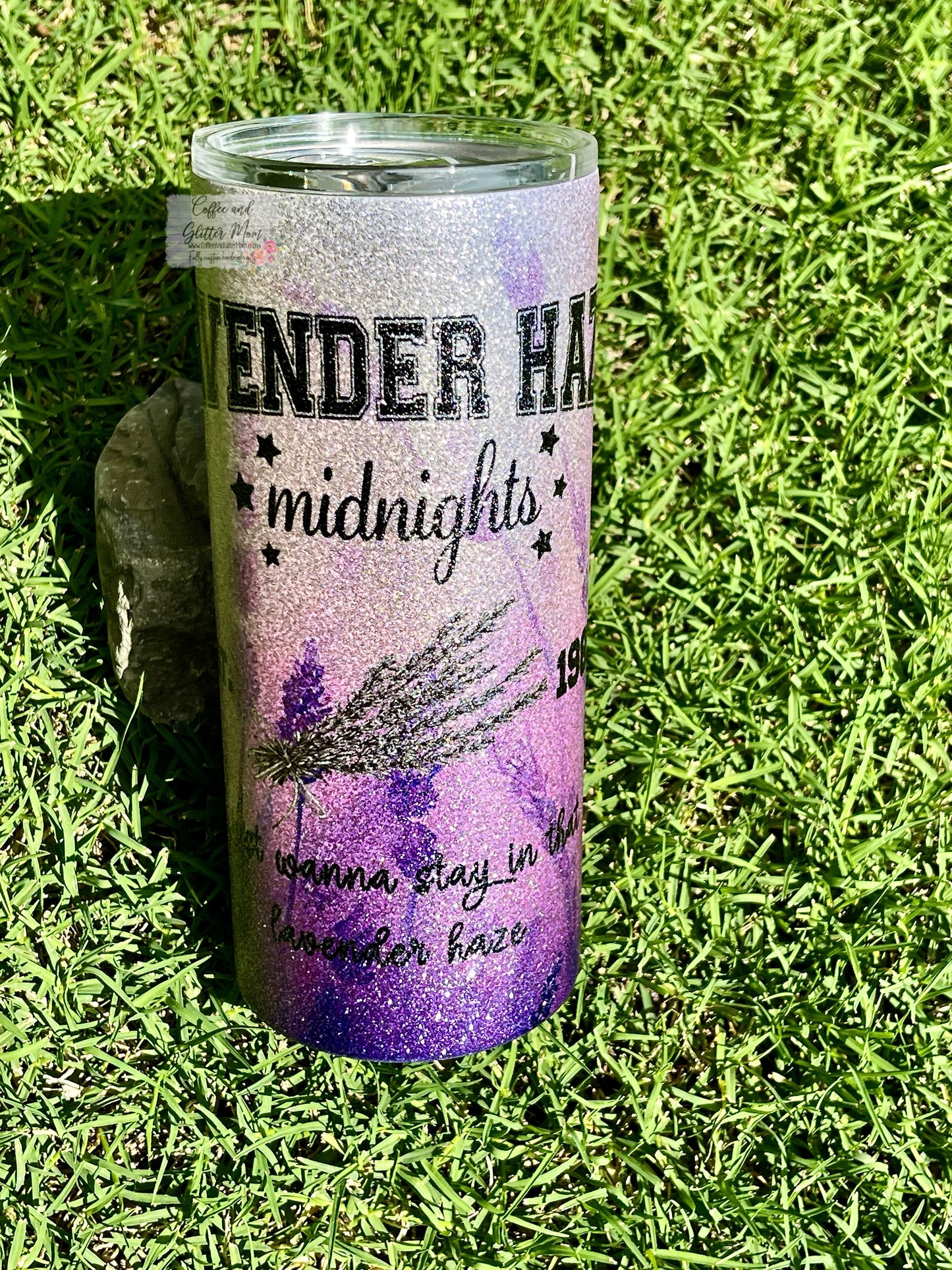 Taylor's Lavender Haze 15oz Silver Glitter Skinny Tumbler