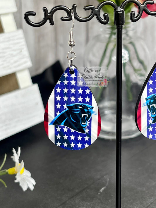 Panthers American Football Teardrop Earrings