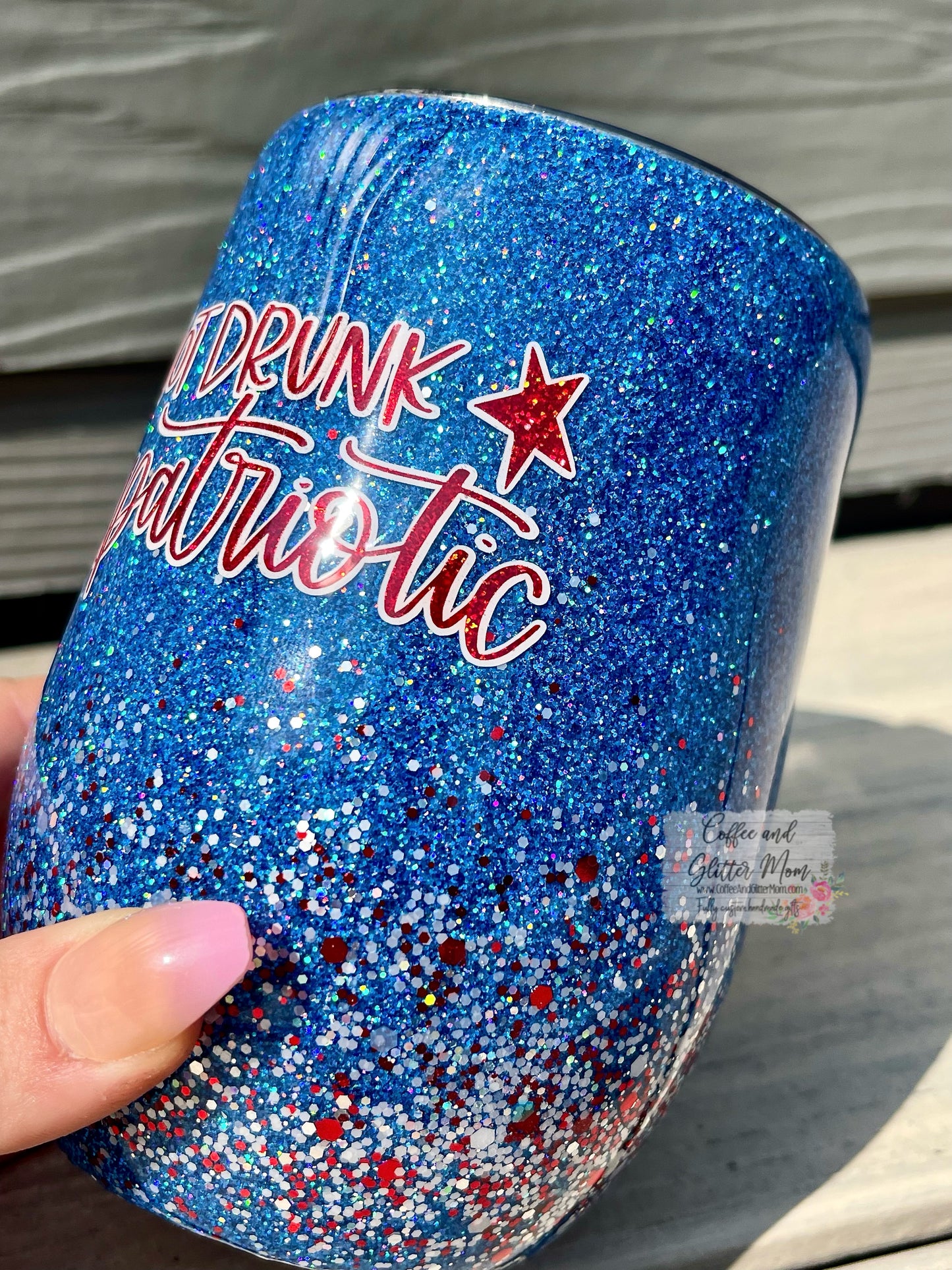 Not Drunk I'm Patriotic 15oz Wine Tumbler with Lid and Straw