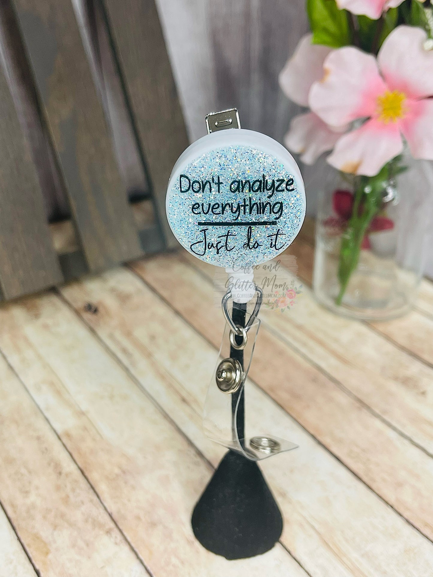 Don't Analyze Everything Blue Cupcake Greys Badge Reel