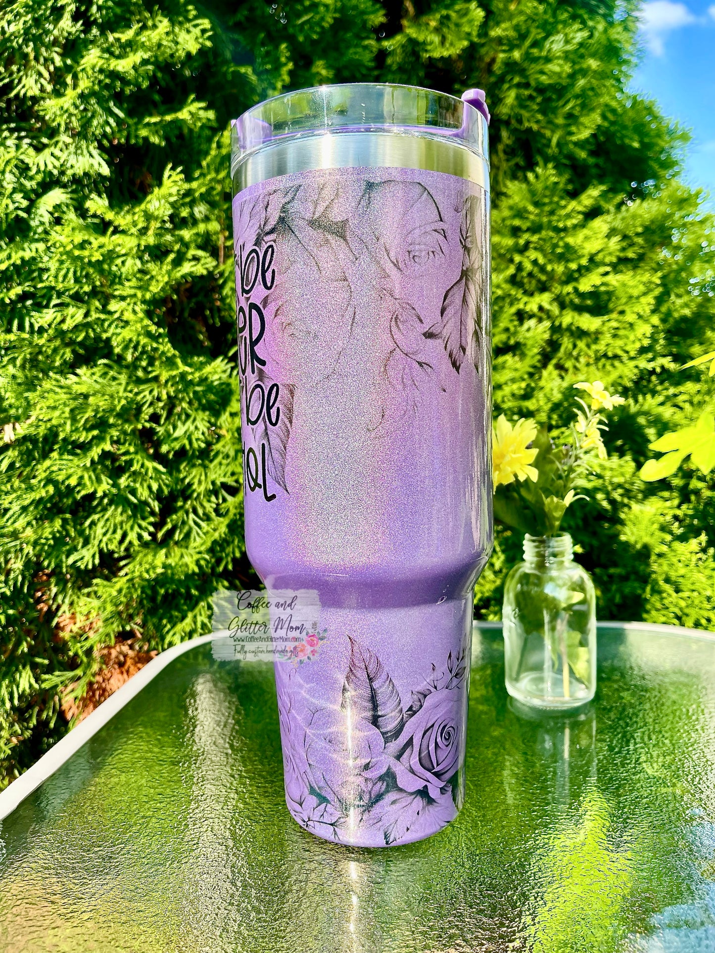 Might Be Alcohol Purple 40oz Stan Dupe Holographic Travel Tumbler