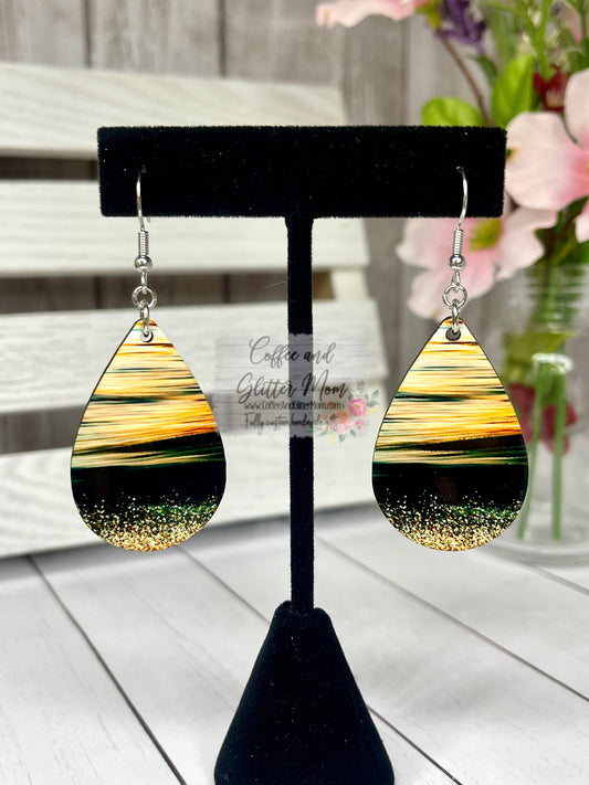 Beach At Night Teardrop Earrings RTS