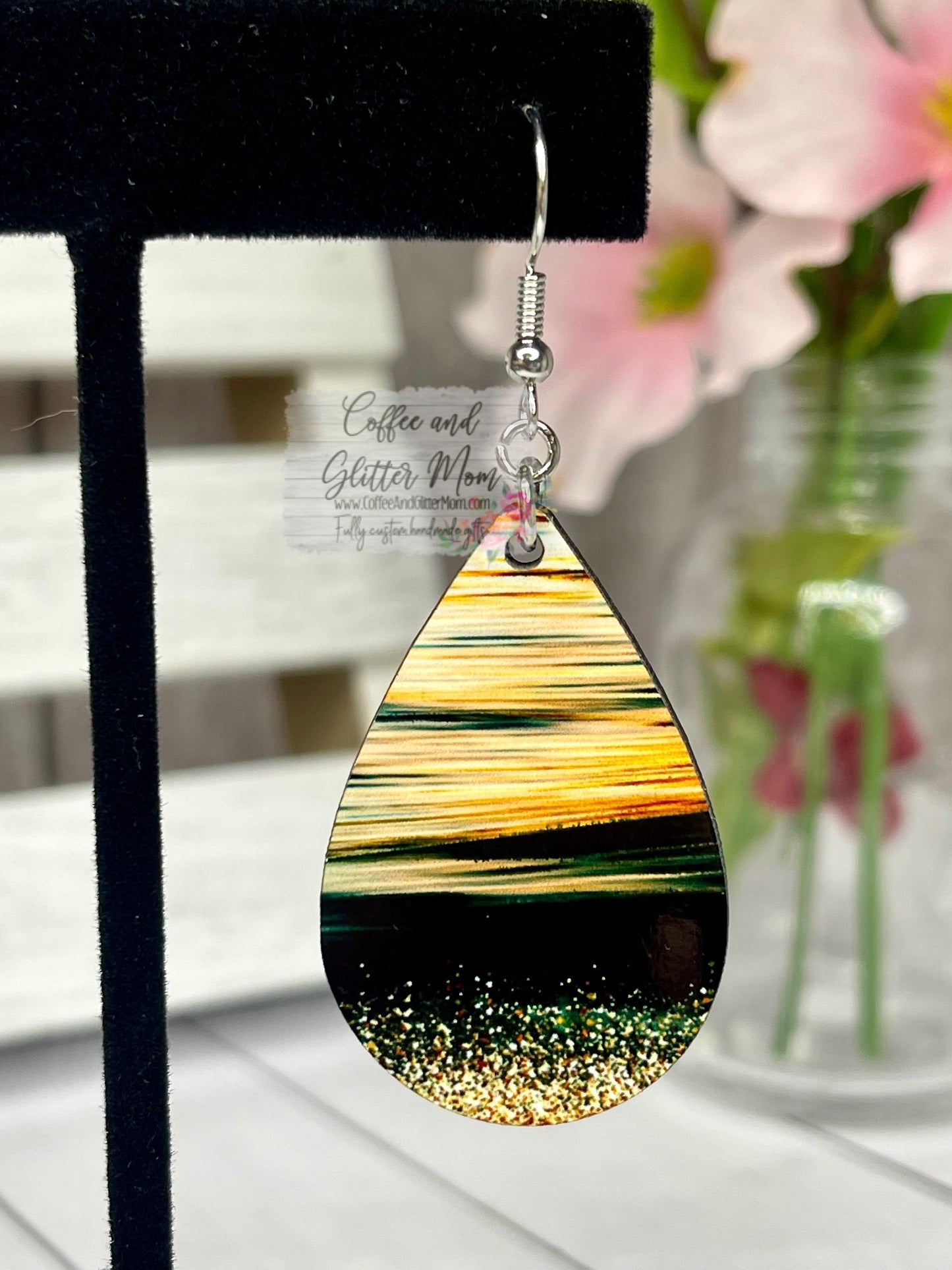 Beach At Night Teardrop Earrings RTS