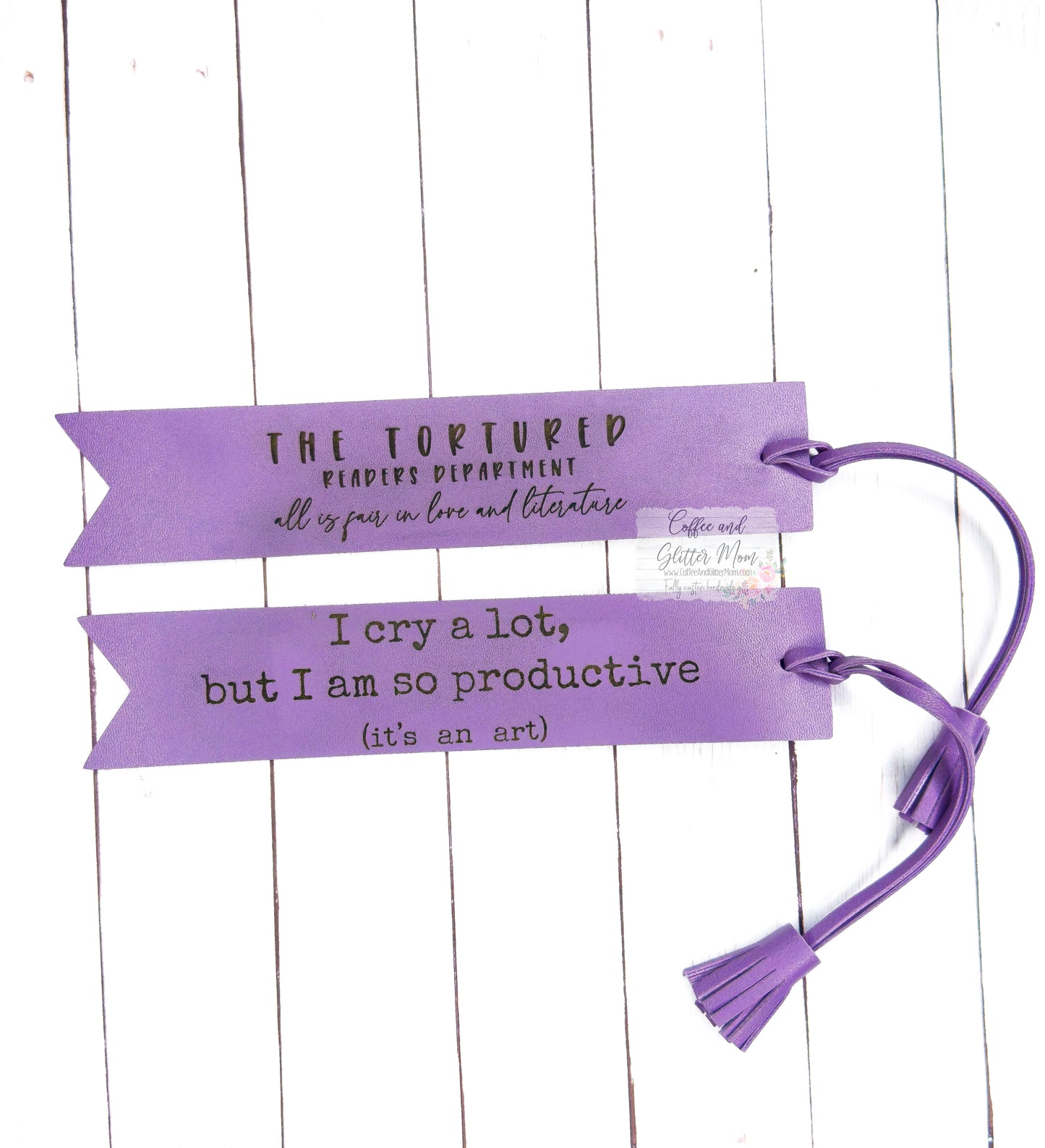 Purple Faux Leather Double-Sided Bookmarks