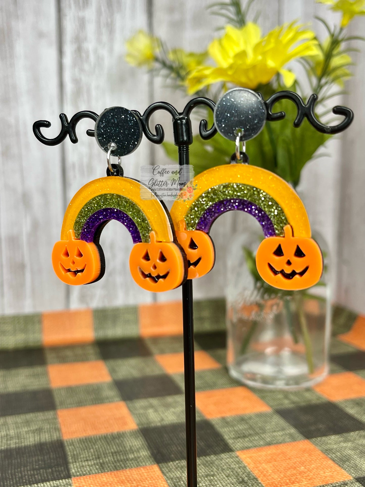 Pumpkin Rainbow Acrylic Earrings