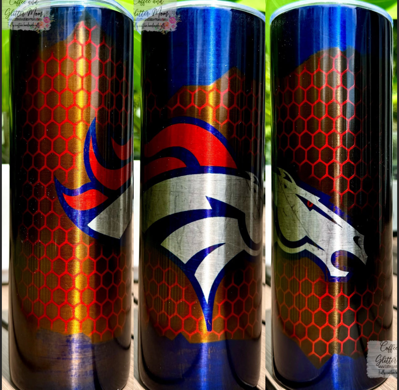 Broncos Football 20oz Metallic Skinny Tumbler