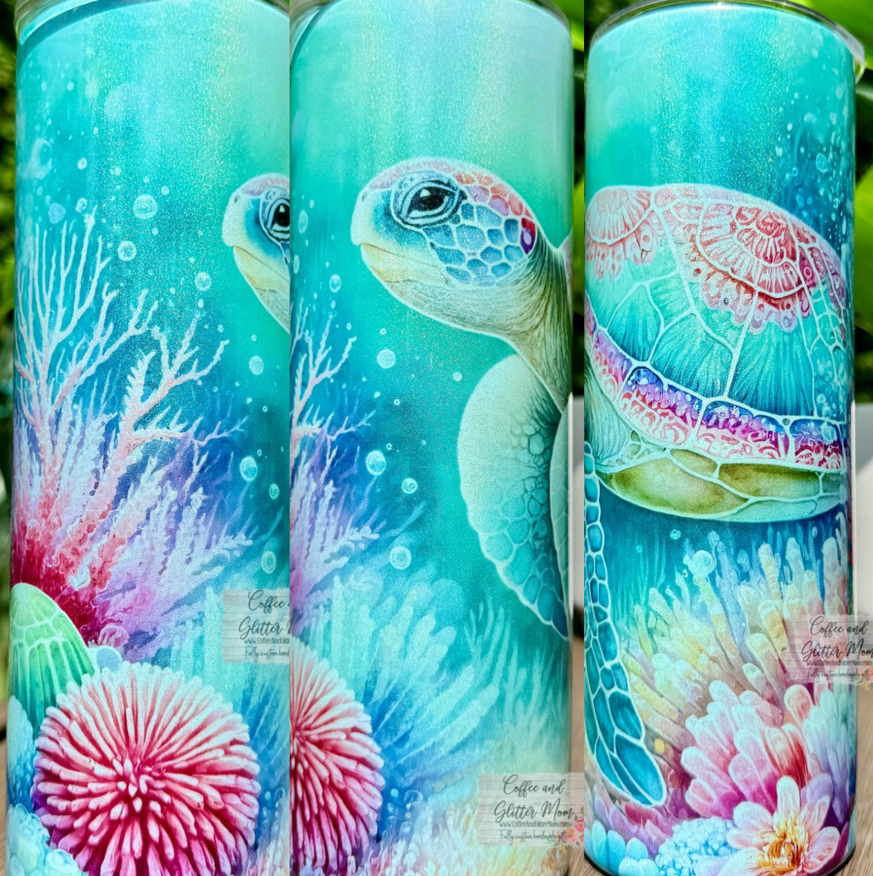 Sea Turtle 20oz Mint Rainbow Skinny Tumbler