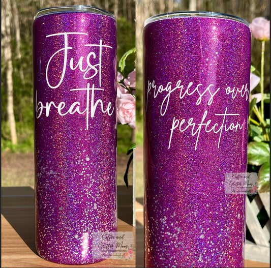 Just Breathe/Progress Over Perfection 20oz Skinny Tumbler