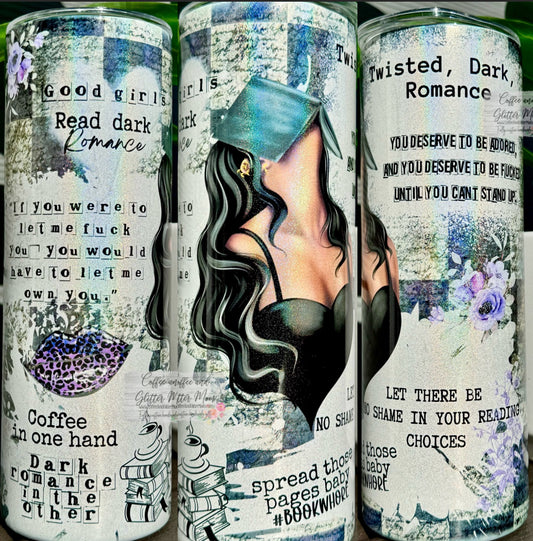 Dark Twisted Book Babe 20oz Holographic Skinny Tumbler