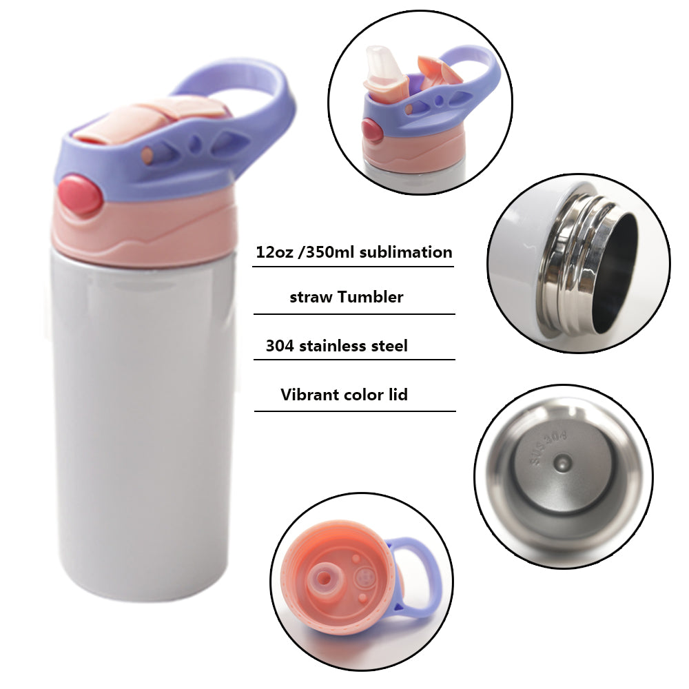 Sublimation Sippy Cup 12oz 350ml Blank Kids Bottle Cute Double