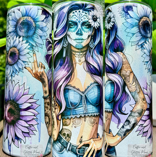 Sugarskull Girl 20oz Holographic Tumbler