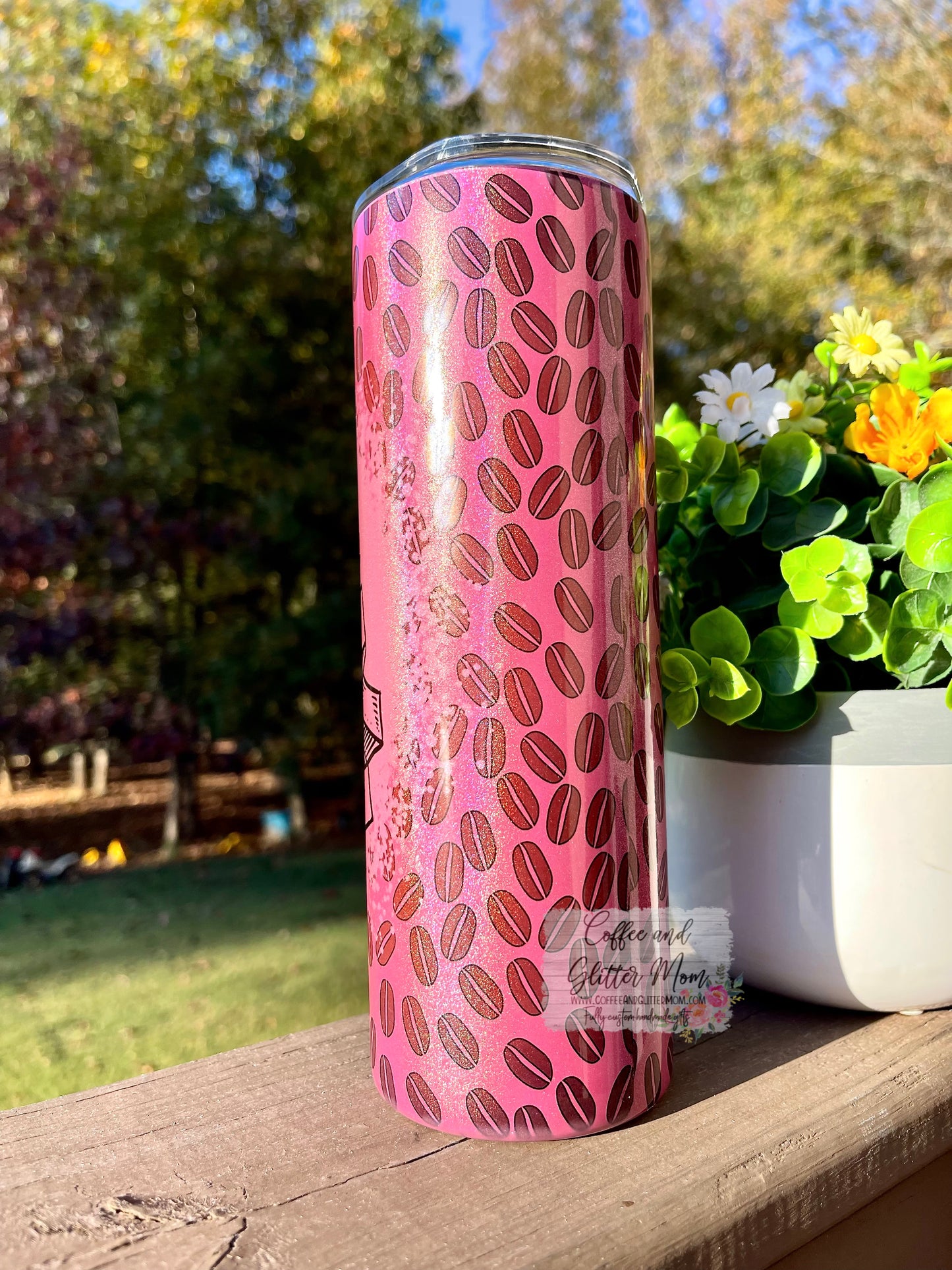 Drink Wine And Coffee 20oz Holographic Pink Skinny Tumbler