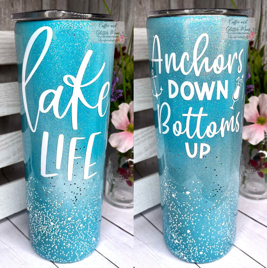 Anchors Down Bottoms Up 20oz Skinny Tumbler