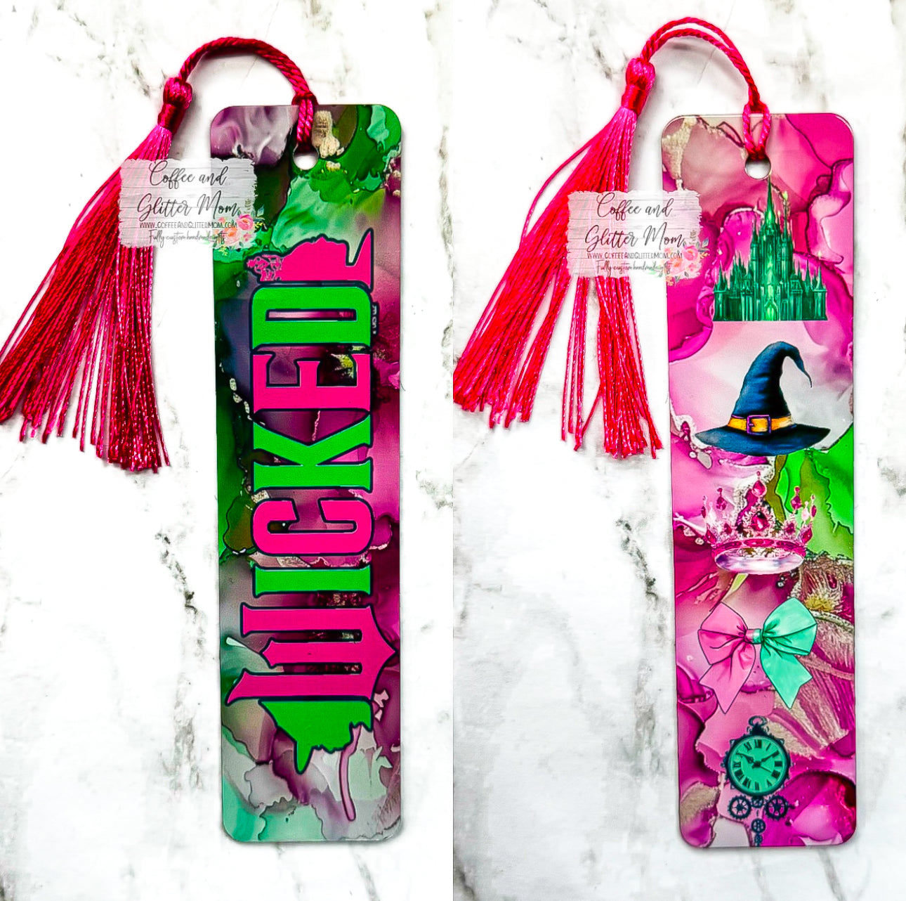 Pink & Green Wicked Witches Bookmarks