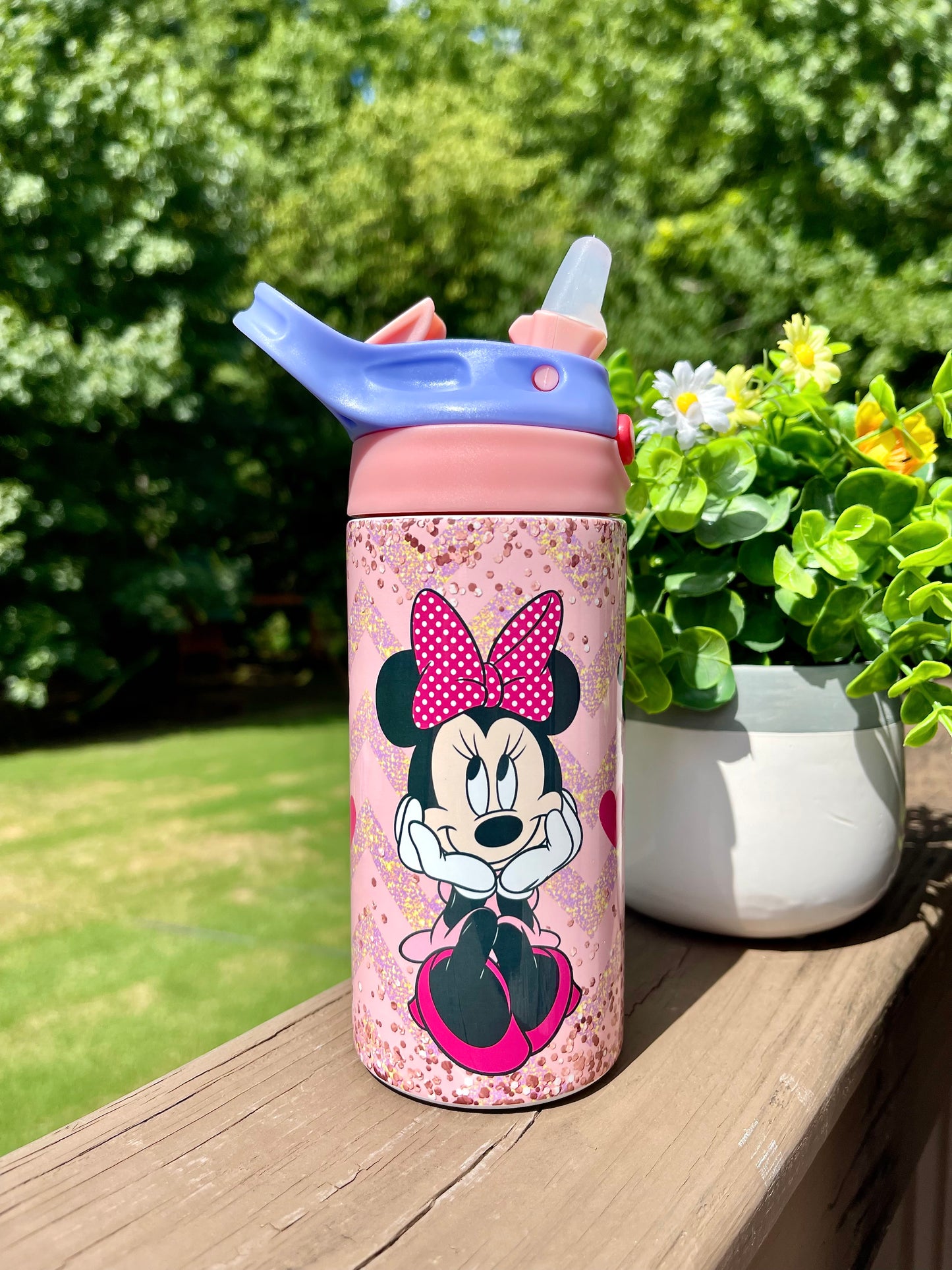 Custom 12oz Kids Pink Top Water Bottle Tumbler