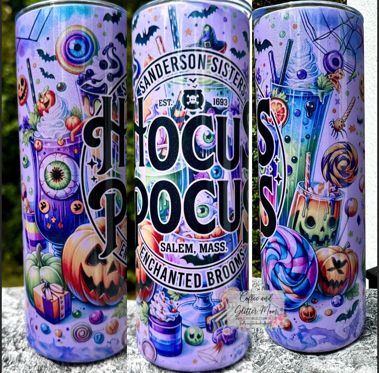 Hocus Pocus 20oz Holographic Purple Skinny Tumbler