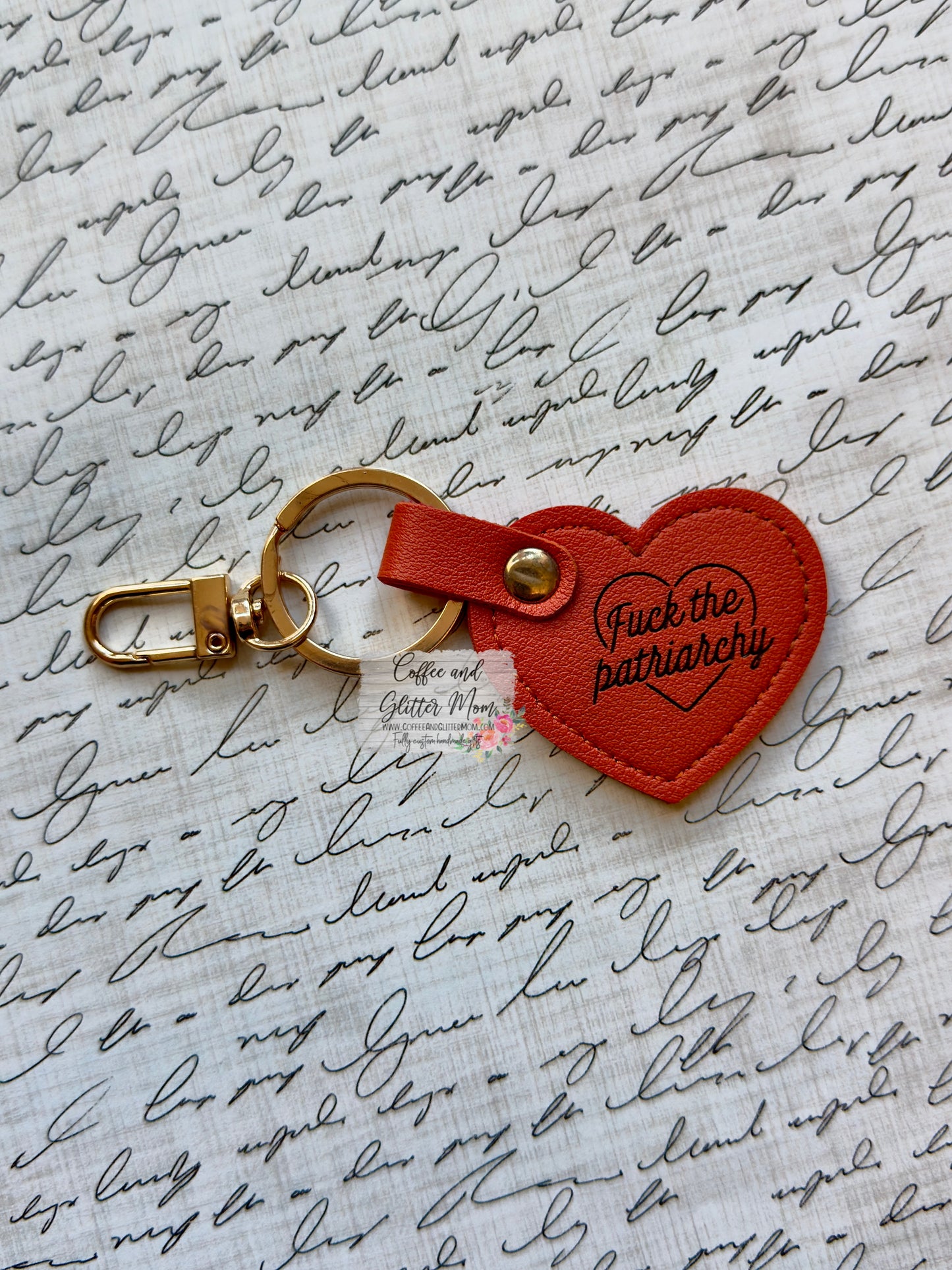 Fuck the Patriarchy Heart Keychain