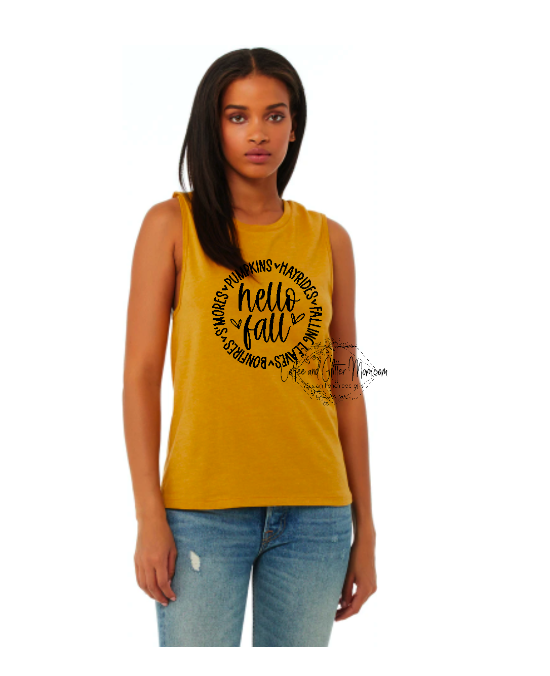 Hello Fall Circle Bella + Canvas Tank