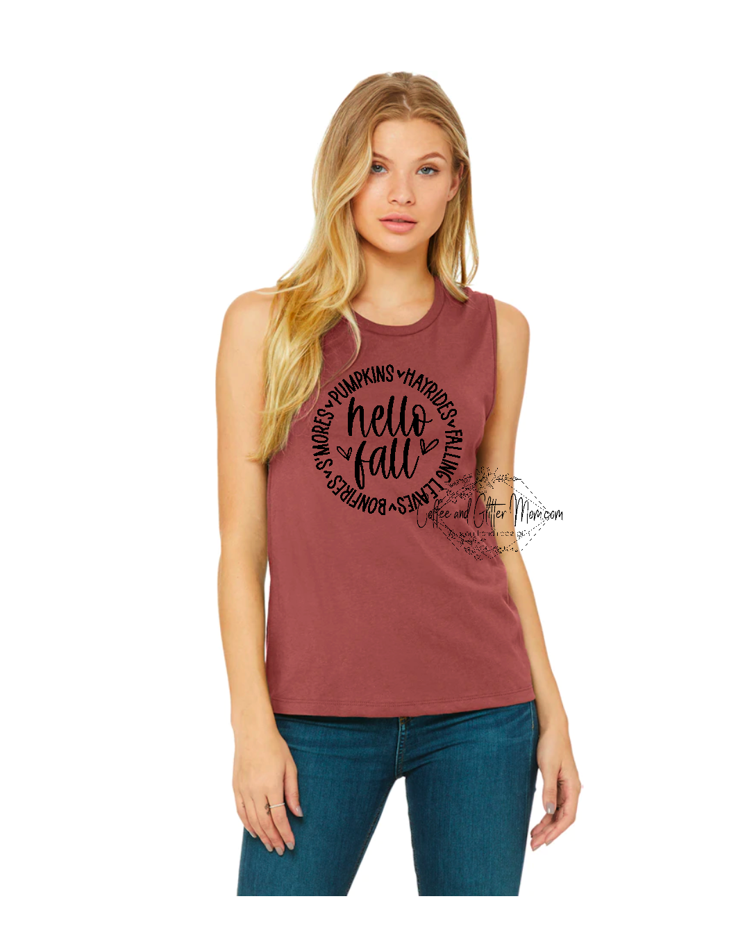 Hello Fall Circle Bella + Canvas Tank