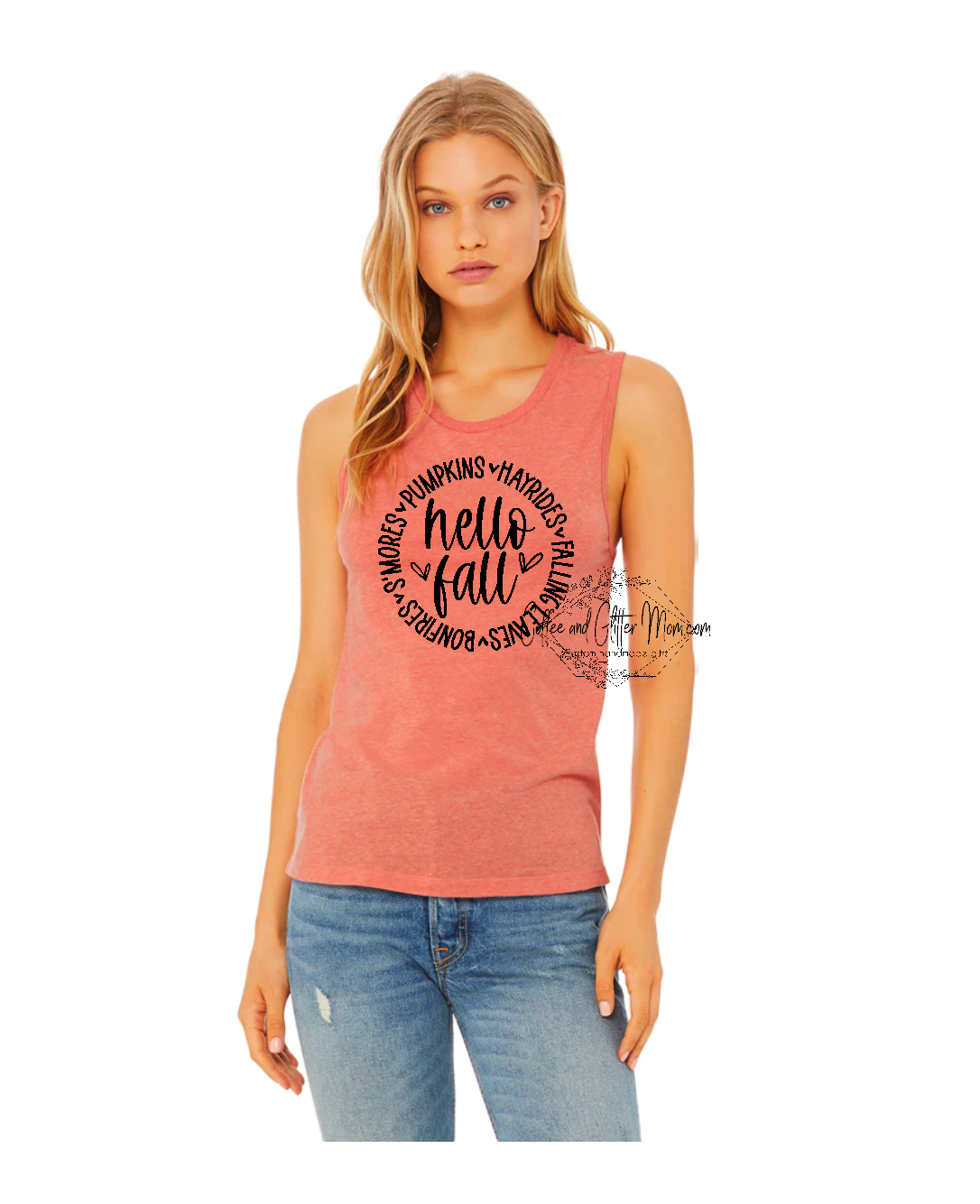 Hello Fall Circle Bella + Canvas Tank