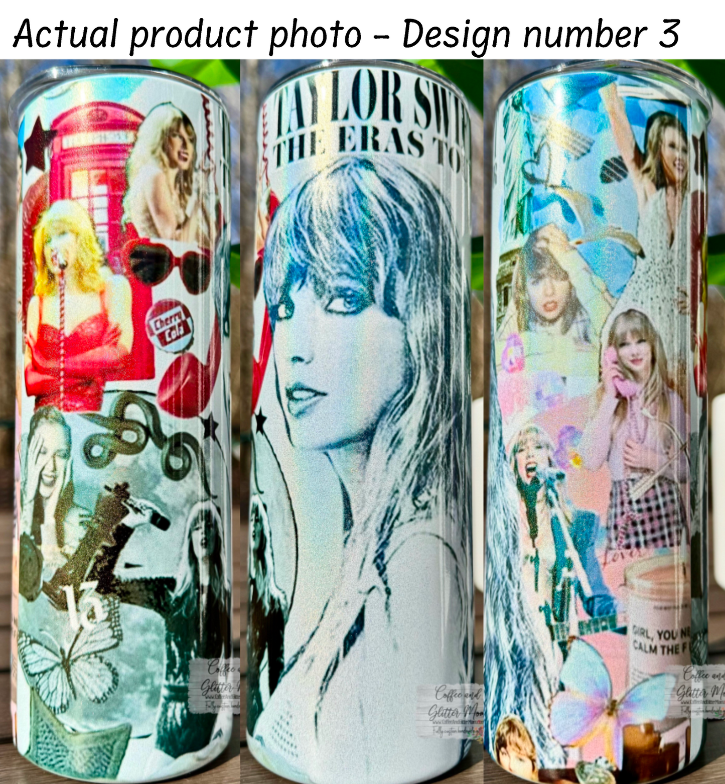 Taylor's Eras 20oz Holographic White Skinny Tumbler