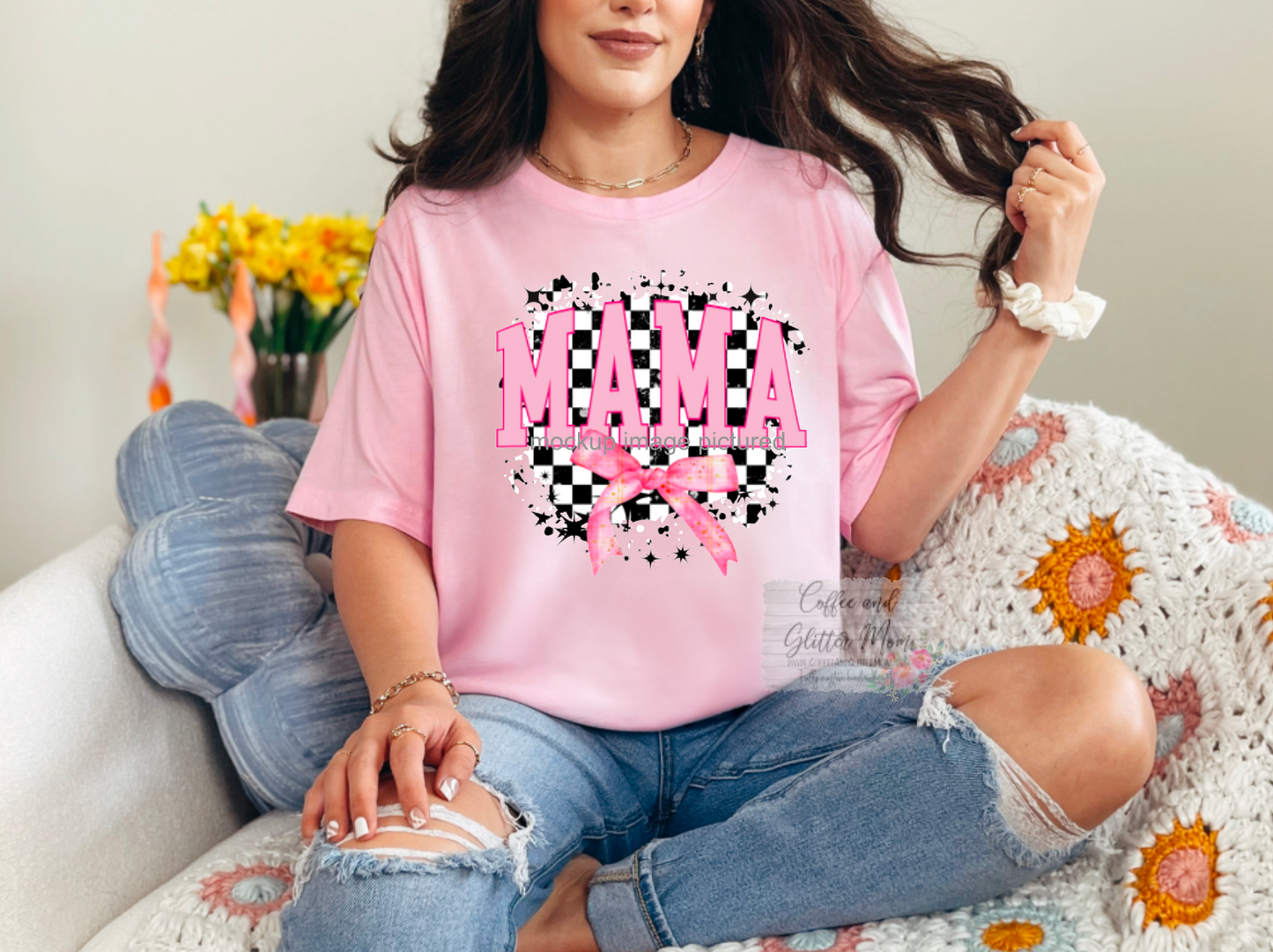 Checkered Pink Mama Unisex Tee or Sweatshirt