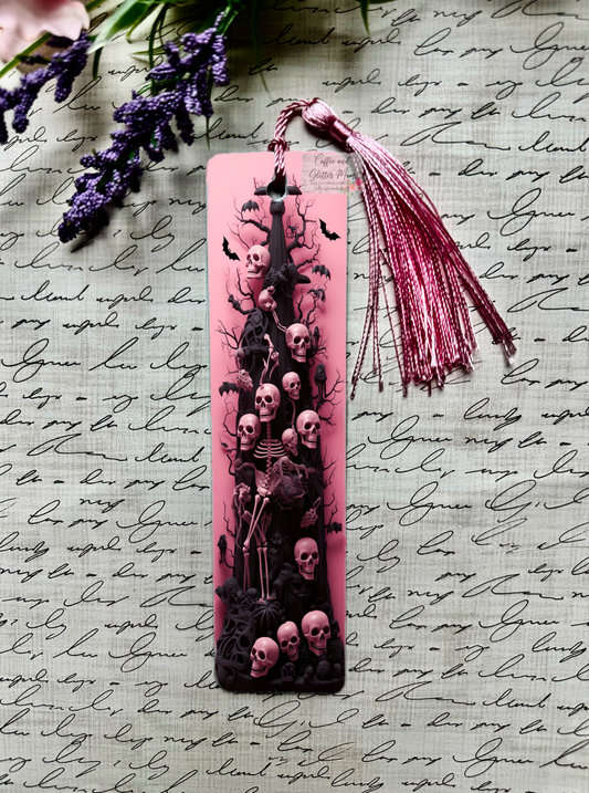 Pink Gothic Skull Bookmark