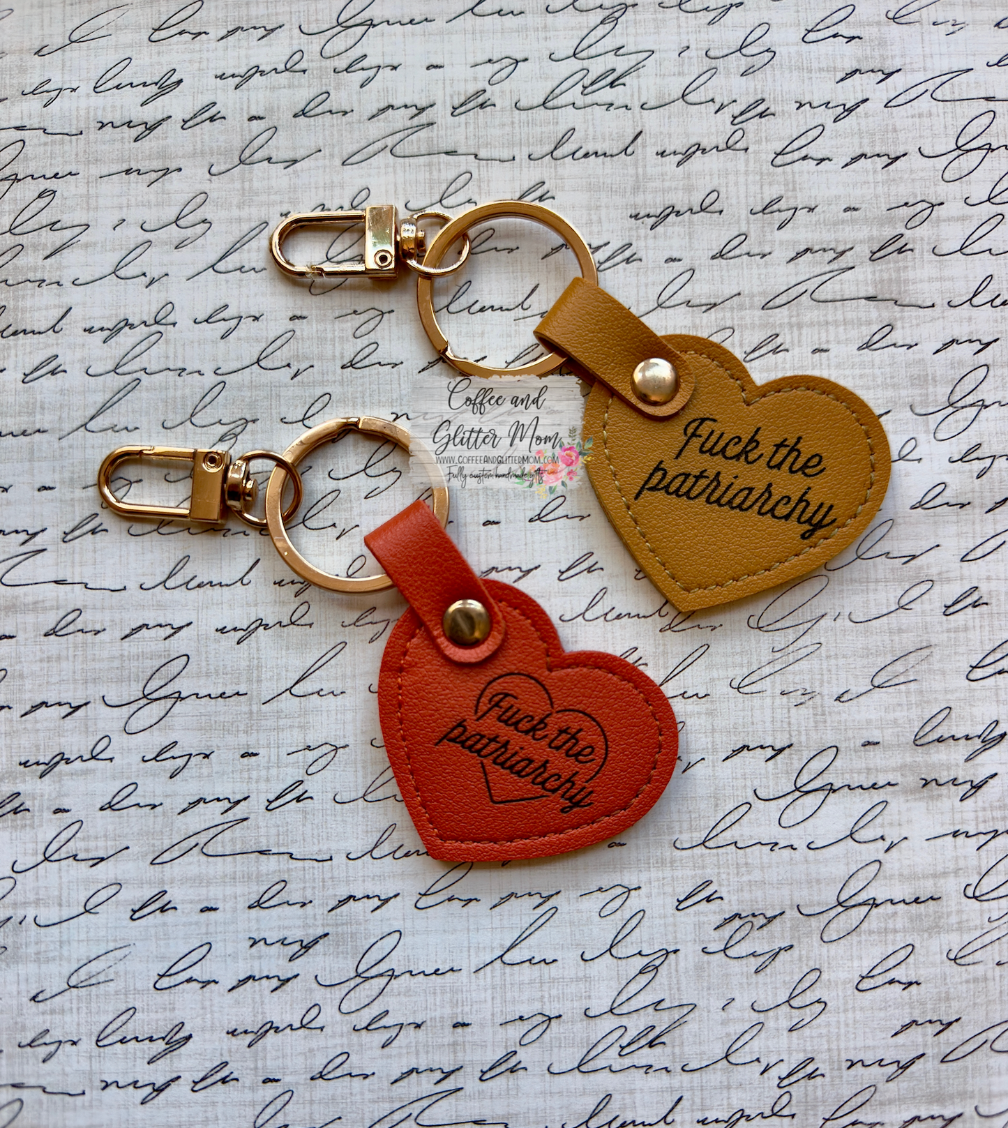 Fuck the Patriarchy Heart Keychain