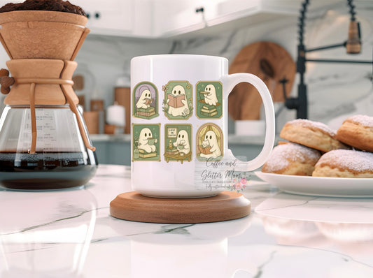 Vintage Bookish Ghosts 15oz Ceramic Mug