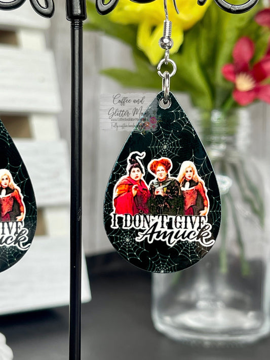 RTS I Don't Give Amuck Halloween Witches Teardrop Earrings
