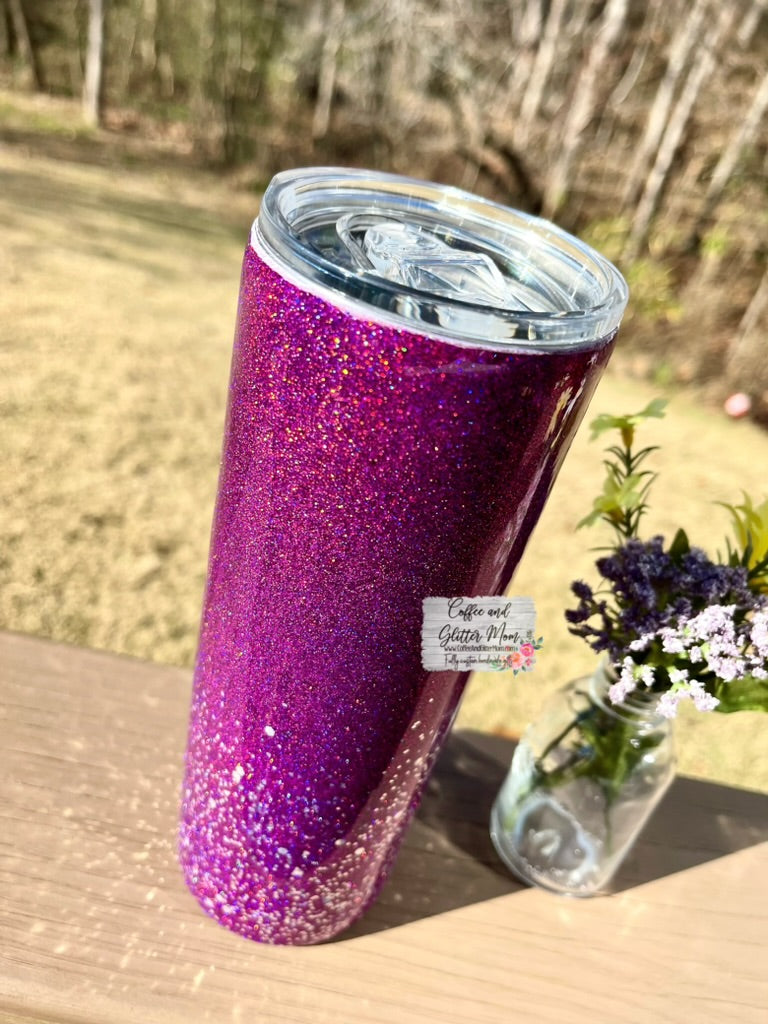 Holographic Plum Purple and Silver 20oz Skinny Tumbler