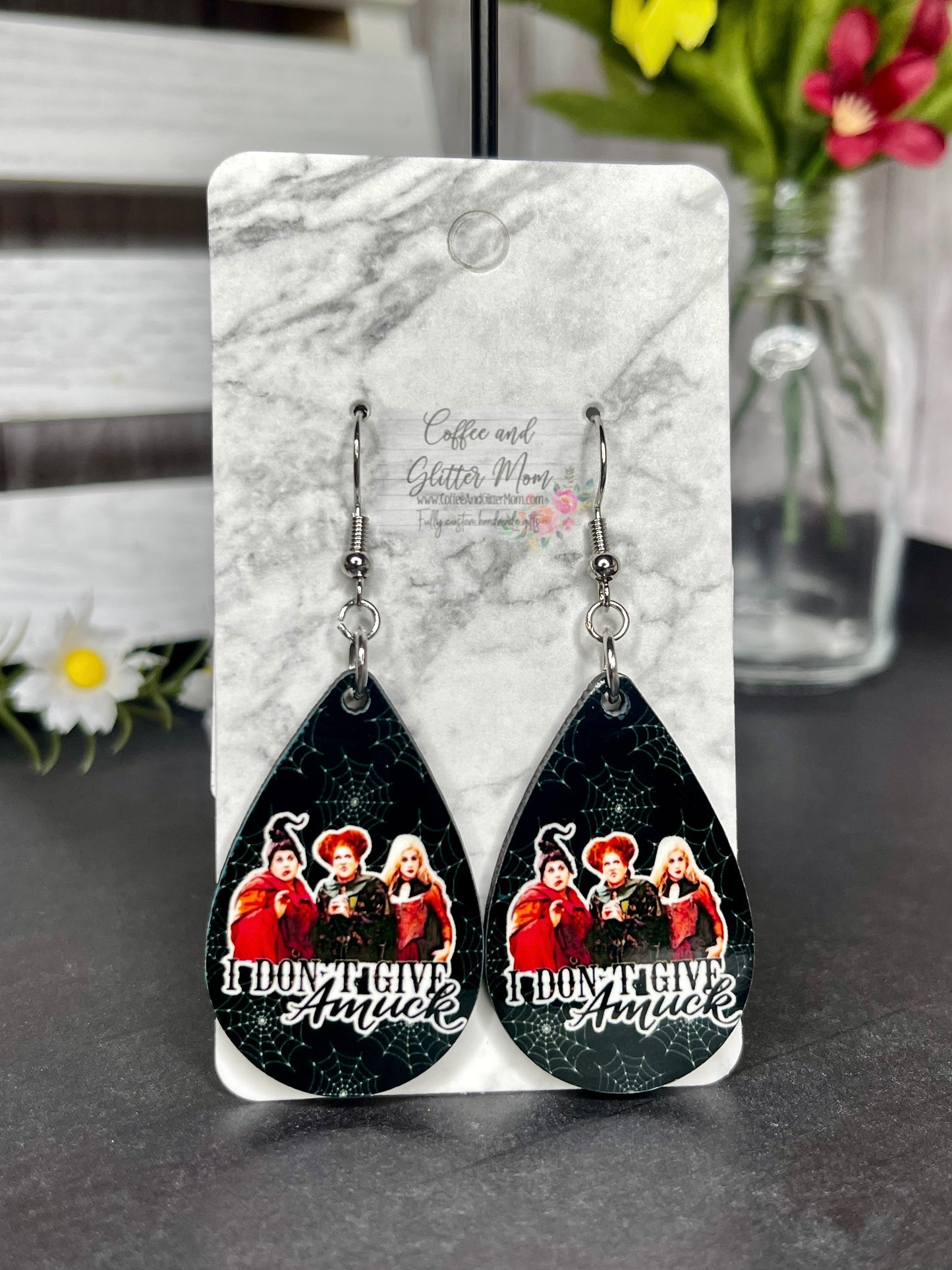 RTS I Don't Give Amuck Halloween Witches Teardrop Earrings