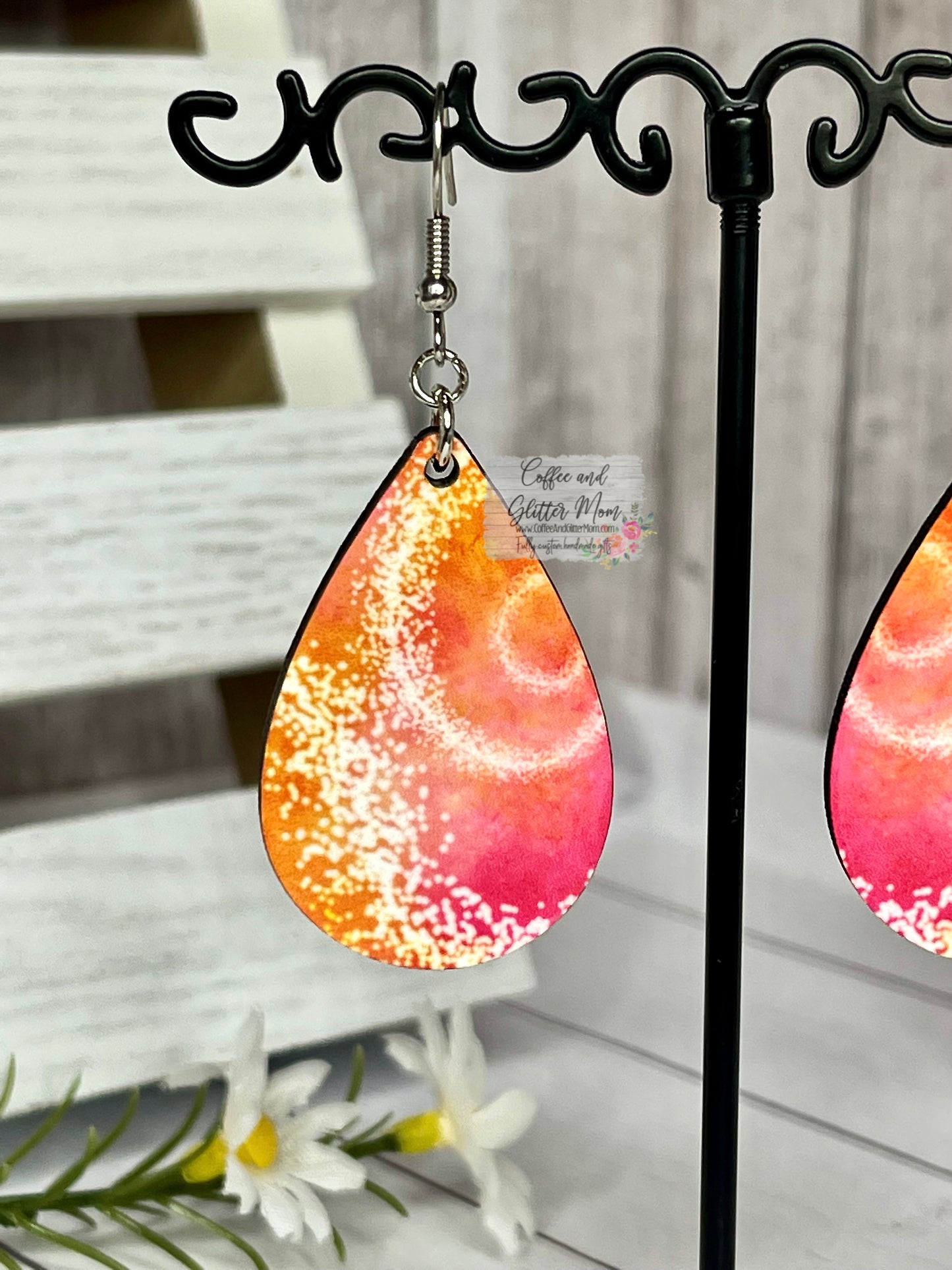 Pink and Orange Glitz Earrings