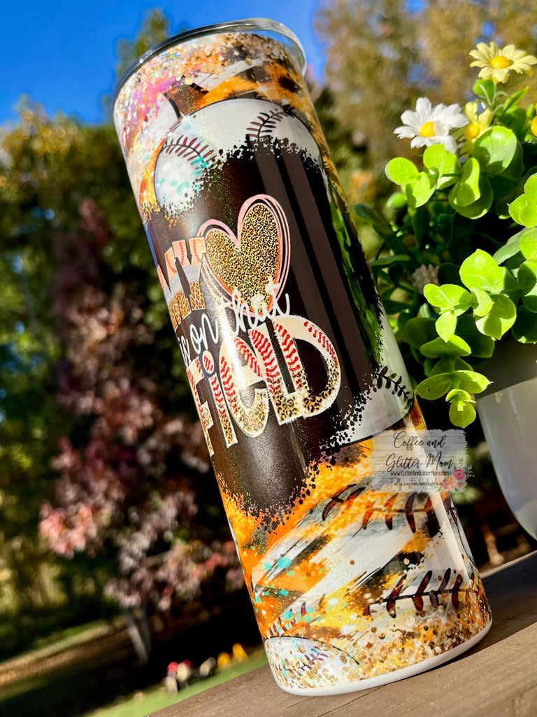 My Heart is on that Field Baseball 20oz Holographic Skinny Tumbler
