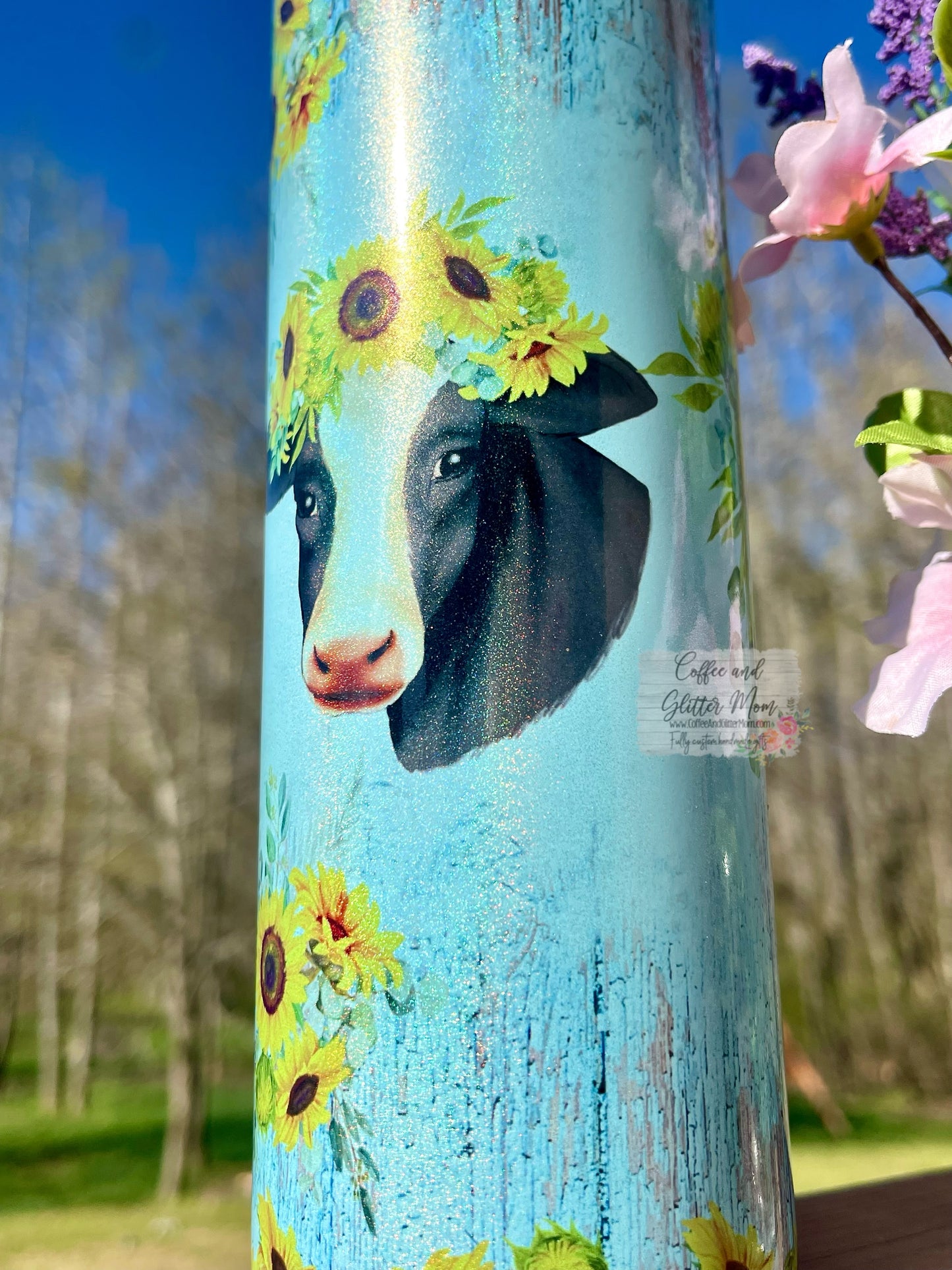 Just A Girl Who Loves Cows 20oz Mint Rainbow Skinny Tumbler