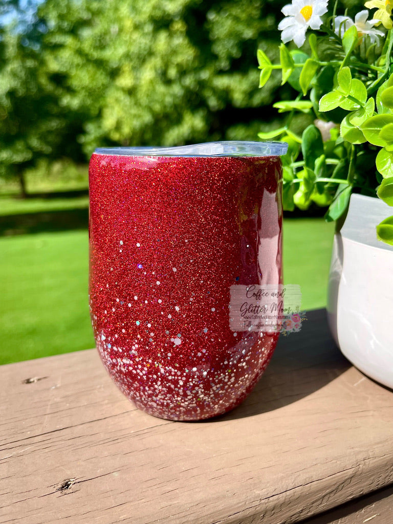 Laser Blood Red And Classy Chunky 14oz Wine Tumbler with Lid and Straw