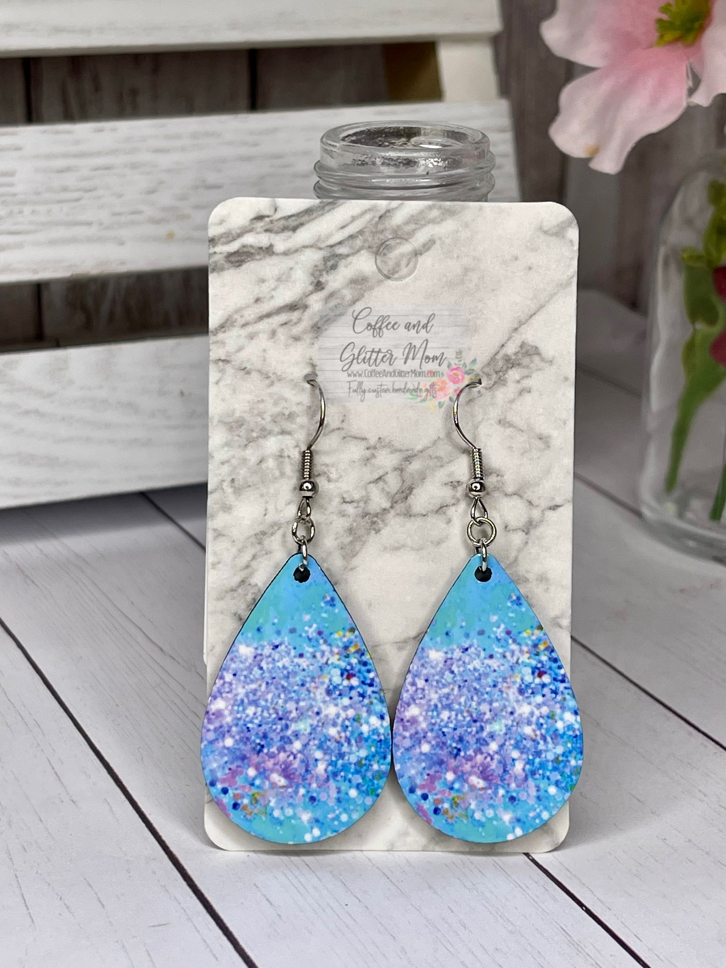 Blue Opal Teardrop Earrings