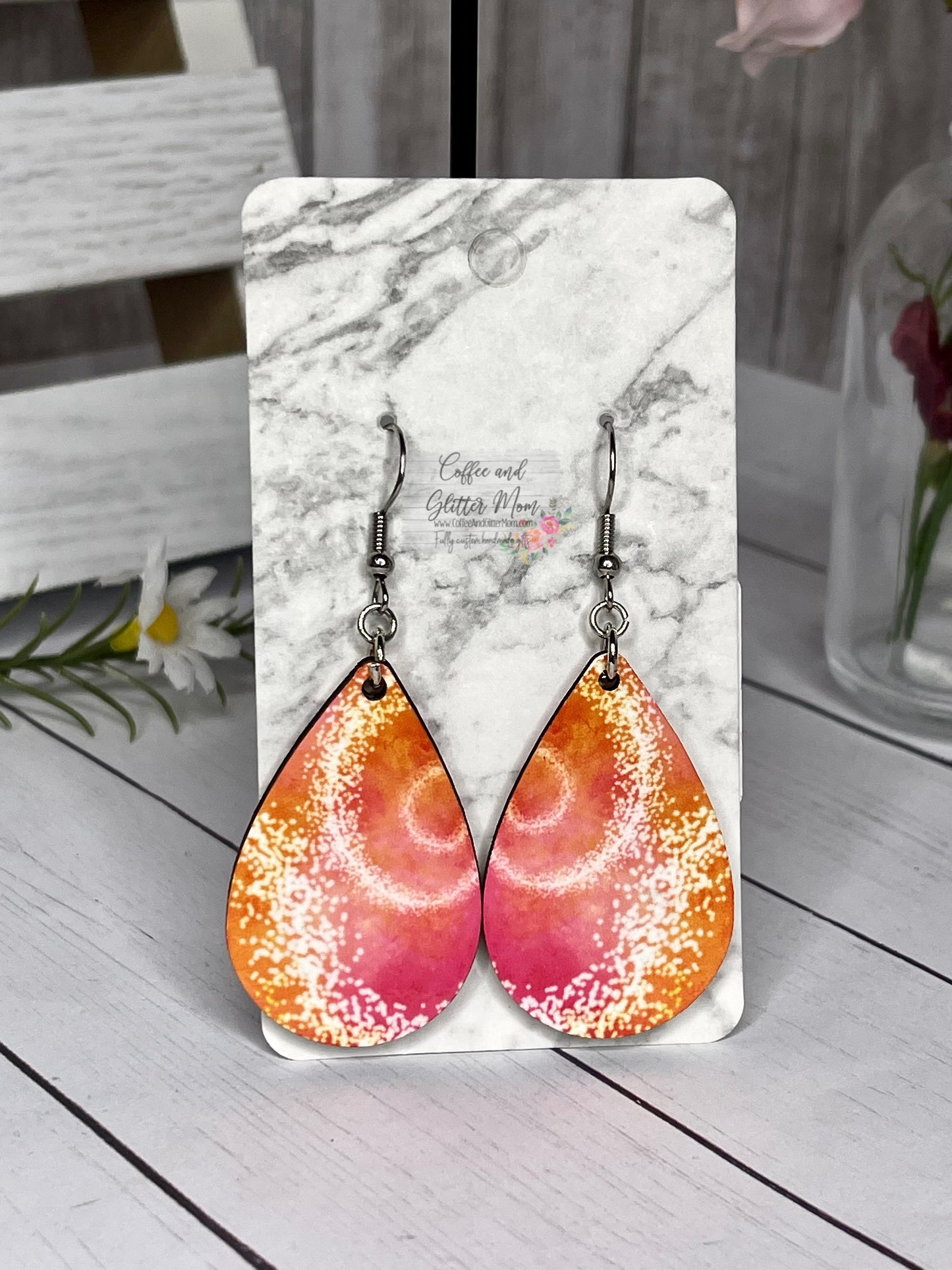 Pink and Orange Glitz Earrings