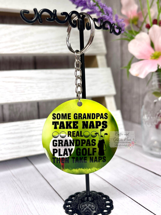 Grandpa Naps & Golfs Keychain
