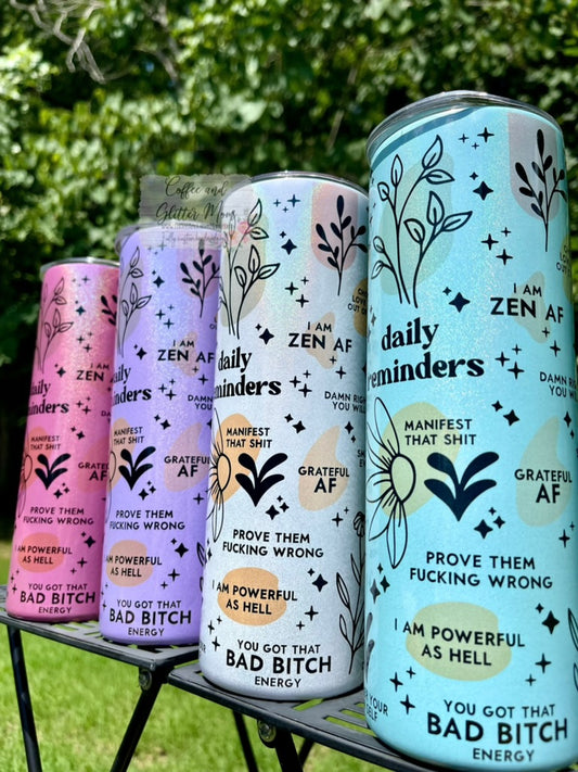 Daily Reminders 20oz Holographic Rainbow Skinny Tumbler