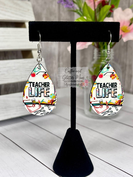 Teacher Life Teardrop Earrings
