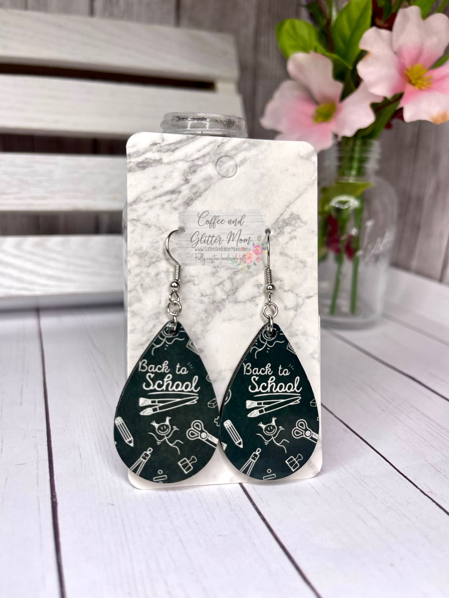 Back to School Blackboard Teardrop Earrings