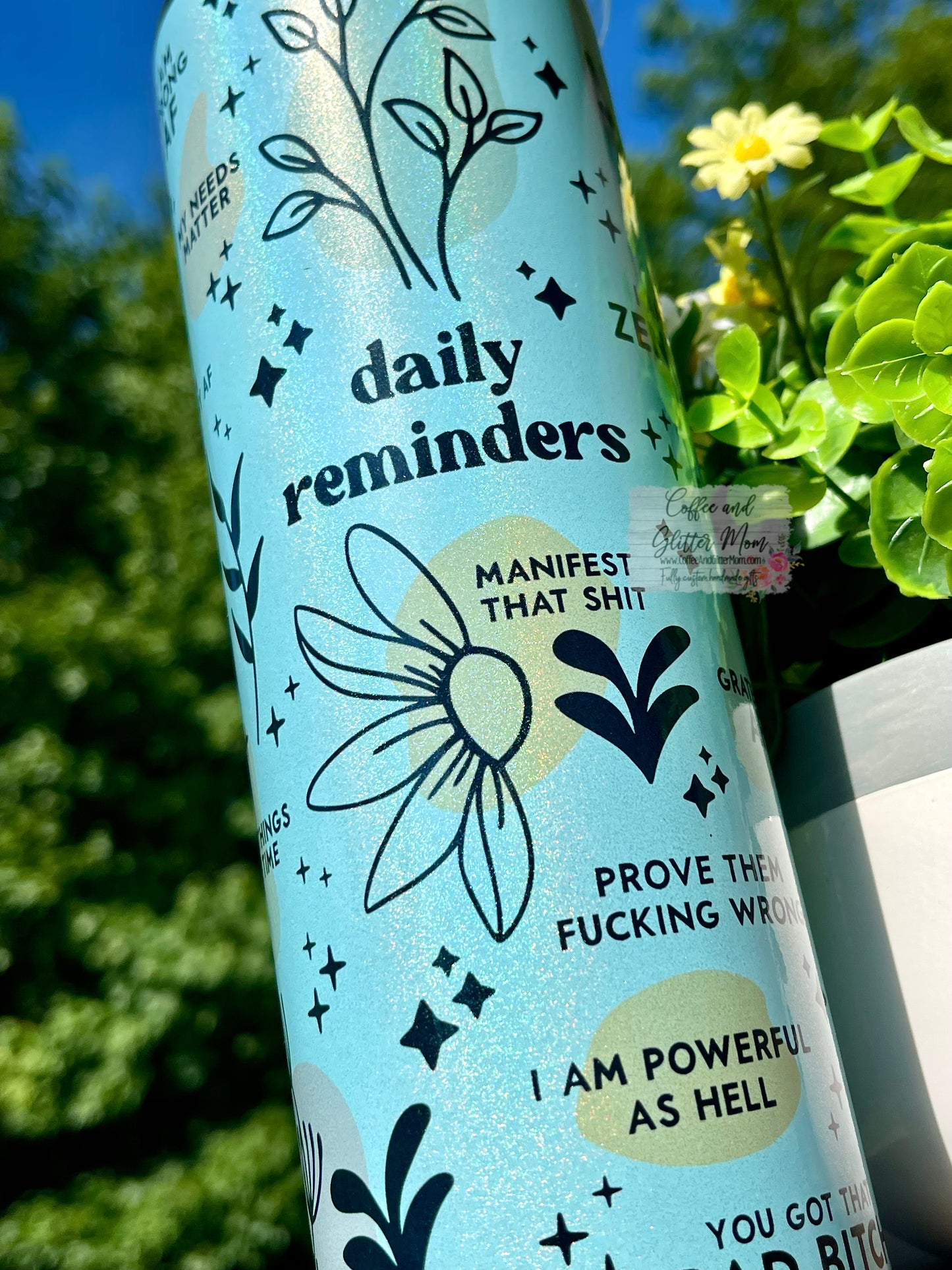 Daily Reminders 20oz Holographic Mint Skinny Tumbler