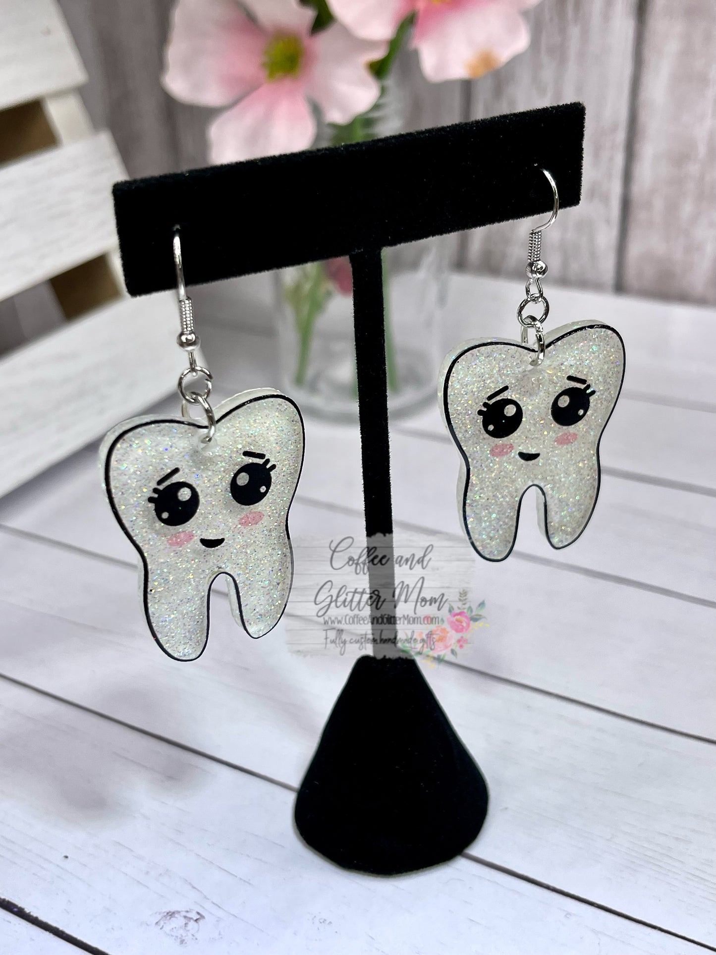 Sparkling Teeth Glitter Acrylic Earrings