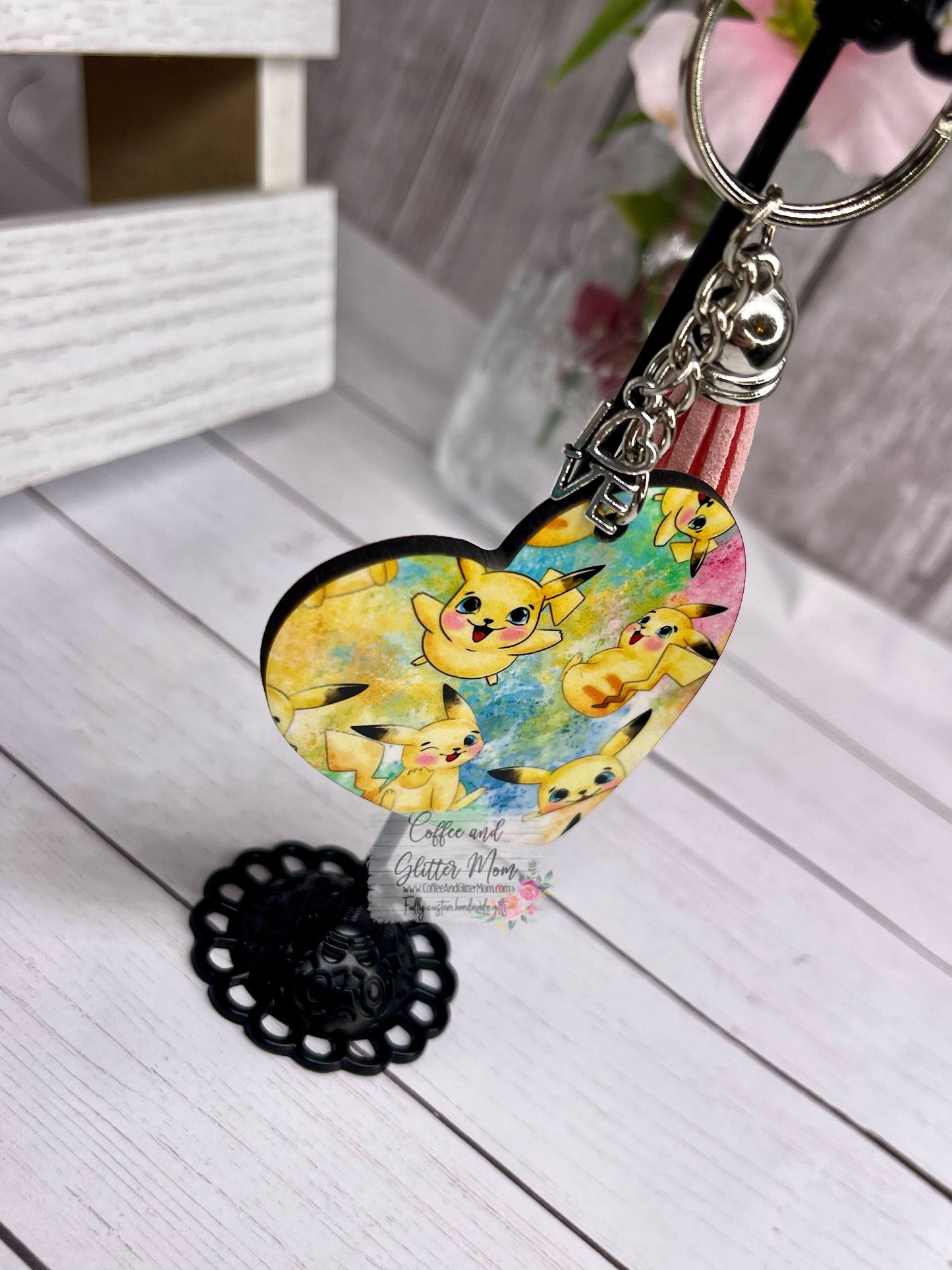 Watercolor Pika Heart Keychain